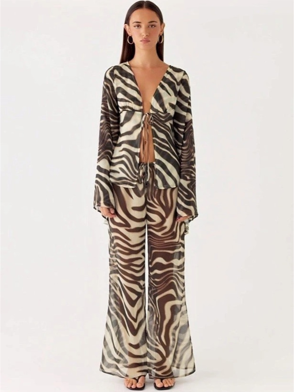 Peppermayo Chaty Zebra Tie Front Top Size Small NWT